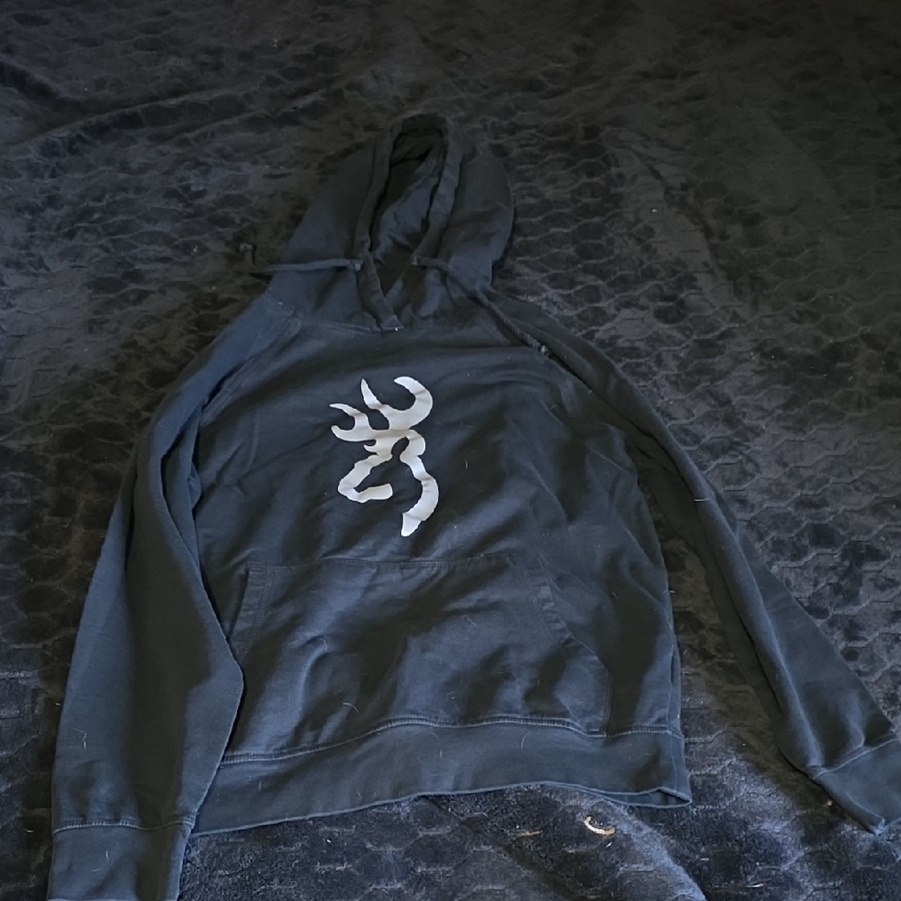Browning Black Crewneck Hoodie with Silver Logo